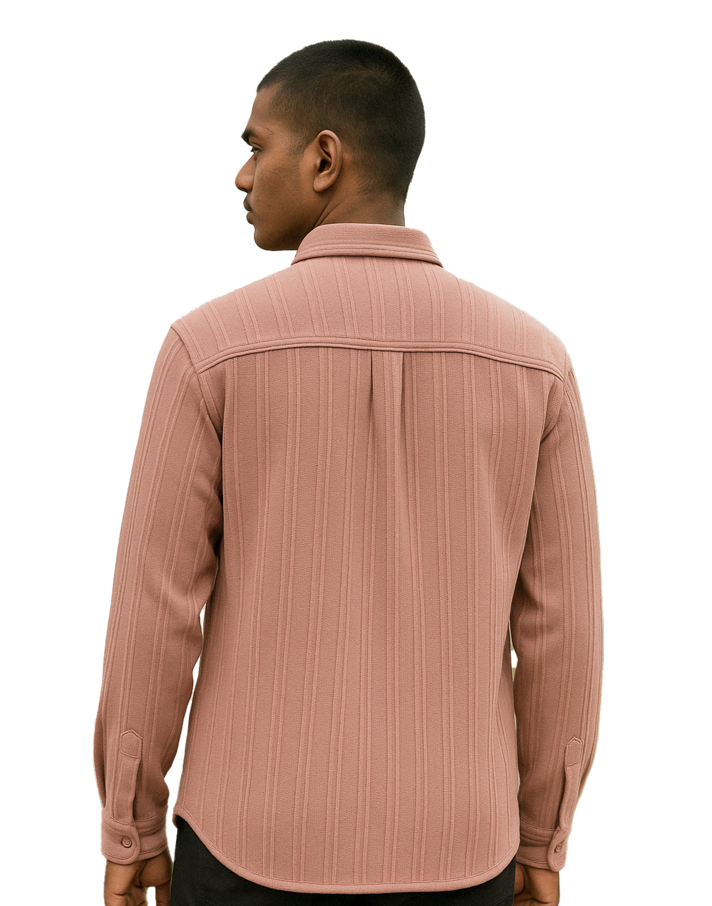 Men's Textured Dusty Rose Overshirt – Premium Cotton Shirt with Pocket | Wishnew