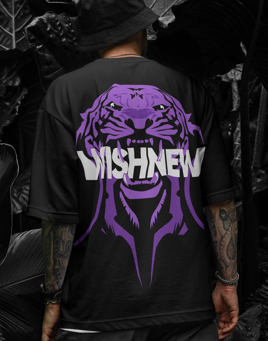Fierce Majesty - WISHNEW Oversized Black Graphic T-Shirt – Fierce Tiger Streetwear Tee