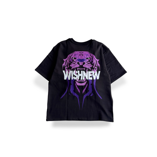 Fierce Majesty - WISHNEW Oversized Black Graphic T-Shirt – Fierce Tiger Streetwear Tee