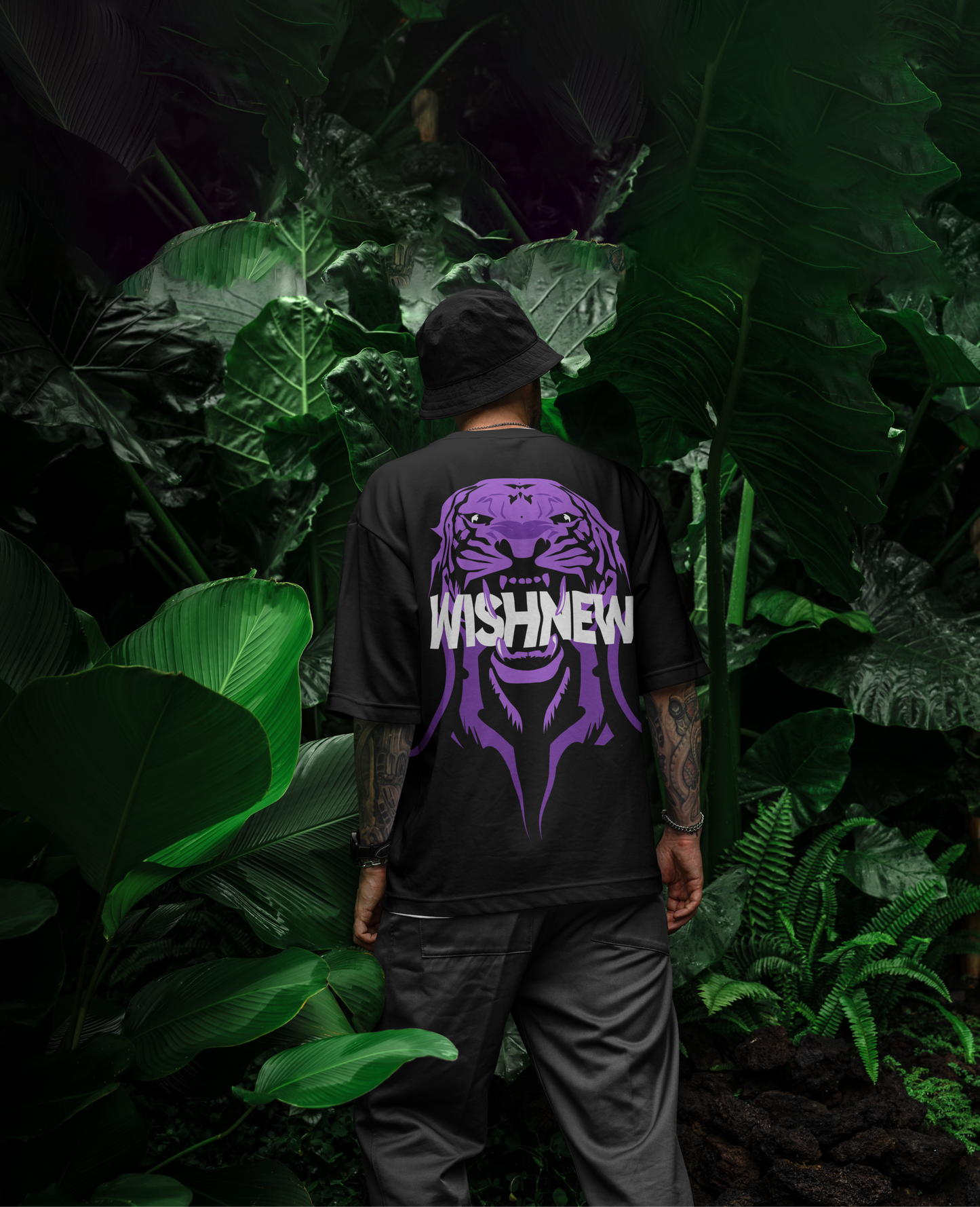 Fierce Majesty - WISHNEW Oversized Black Graphic T-Shirt – Fierce Tiger Streetwear Tee
